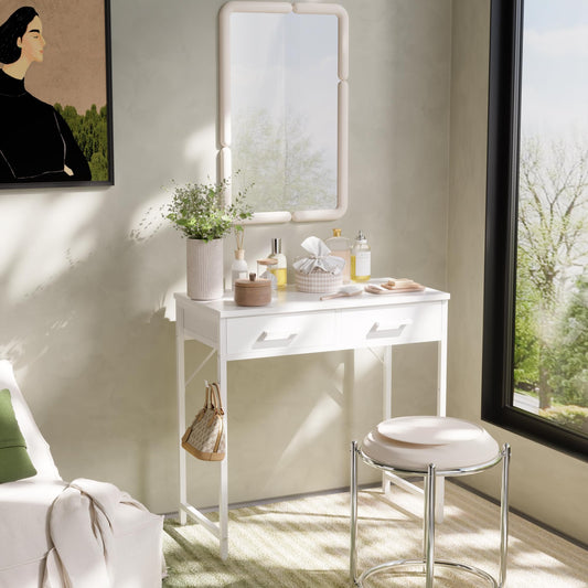 Pamray S11 80cm Computer Desk with 2 Drawers White