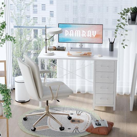 Pamray S12 80cm Computer Desk with 4 Drawers White