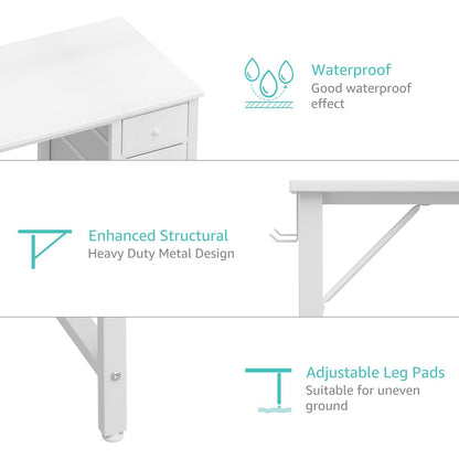 Lufeiya Computer Writing Desk 4 Fabric Drawers 100cm Warm White