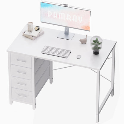Pamray S12 80cm Computer Desk with 4 Drawers White