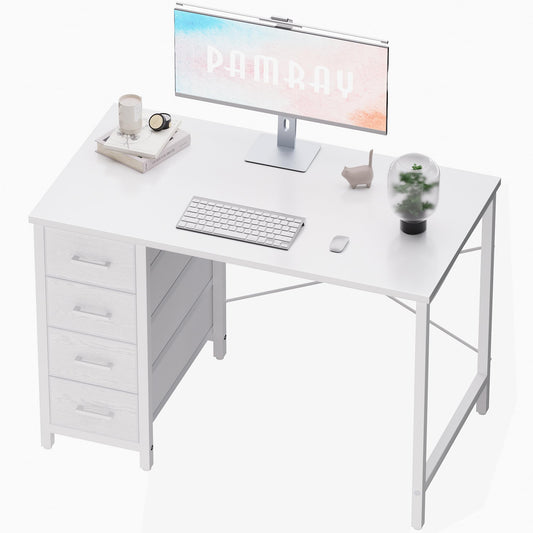 Pamray S12 80cm Computer Desk with 4 Drawers White