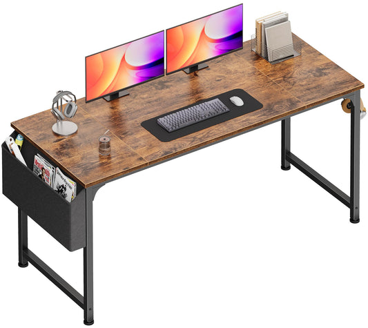 Computer Desk with Fabric Storage Bag 140cm Rustic Brown