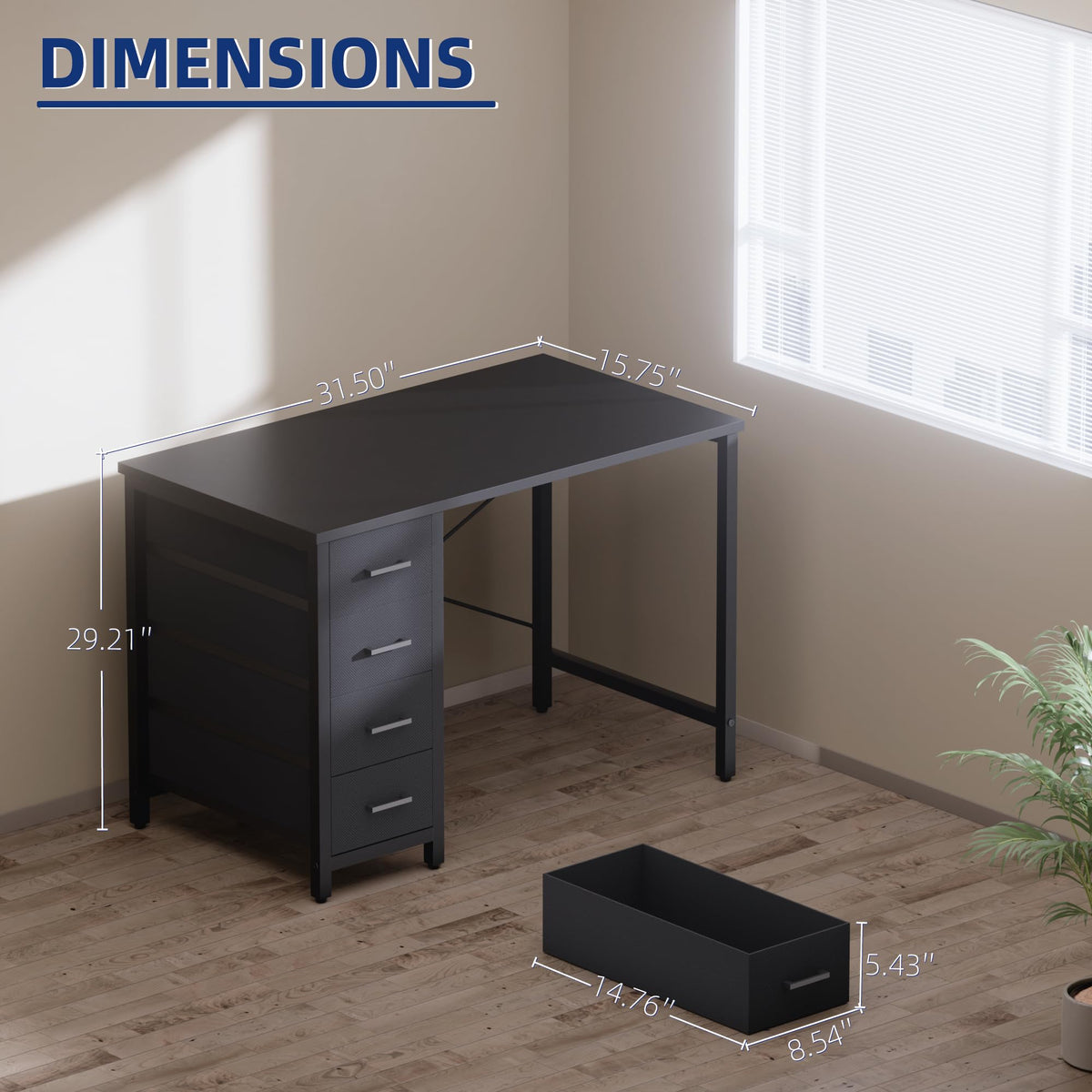 Pamray S12 80cm Computer Desk with 4 Drawers White