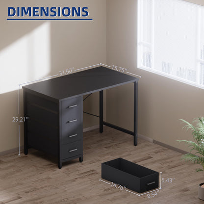 Pamray S12 80cm Computer Desk with 4 Drawers White