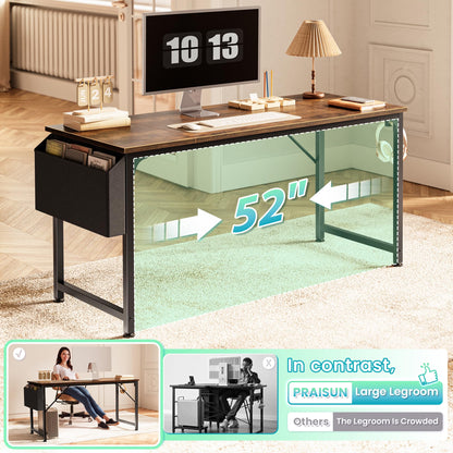 Computer Desk with Fabric Storage Bag 140cm Rustic Brown