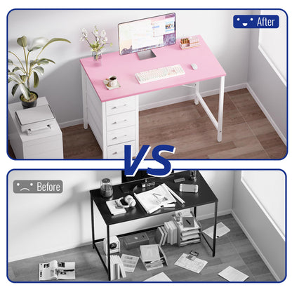 Pamray S12 80cm Computer Desk with 4 Drawers White